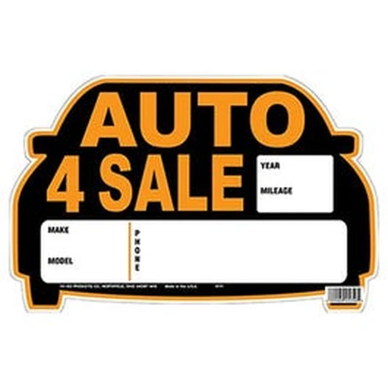“Auto for Sale” Sign, Orange & Black, Polystyrene, 9 x 14-In.