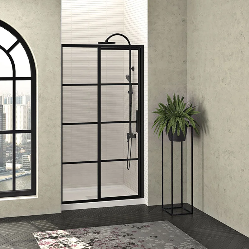 Zitta Shower door 48″, in alcove, door on the right, in matte black